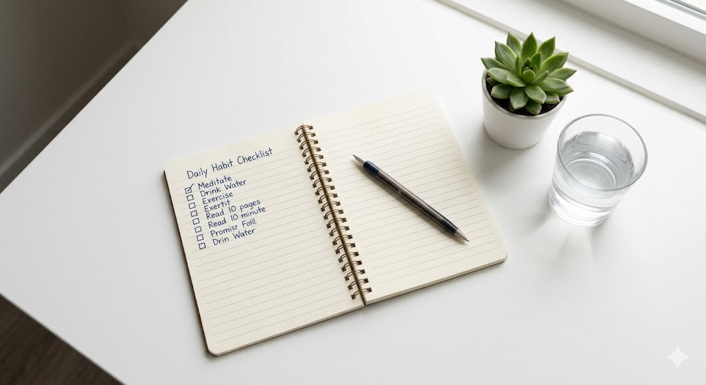 healthy lifestyle routine for beginners — daily habit checklist tracker