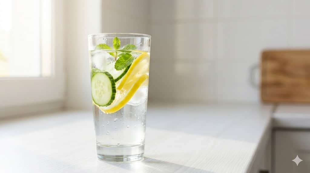 healthy morning routine — detox water first thing after waking up