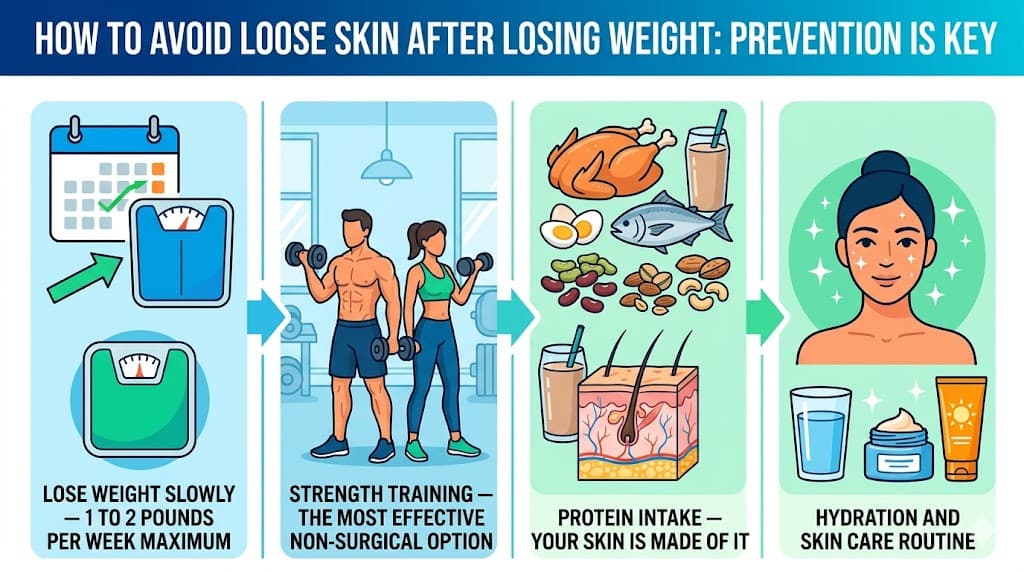 how to prevent loose skin during weight loss — protein foods hydration and workout plan for skin health