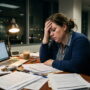 symone sanders weight loss — stressed professional woman exhausted at desk representing stress related weight gain